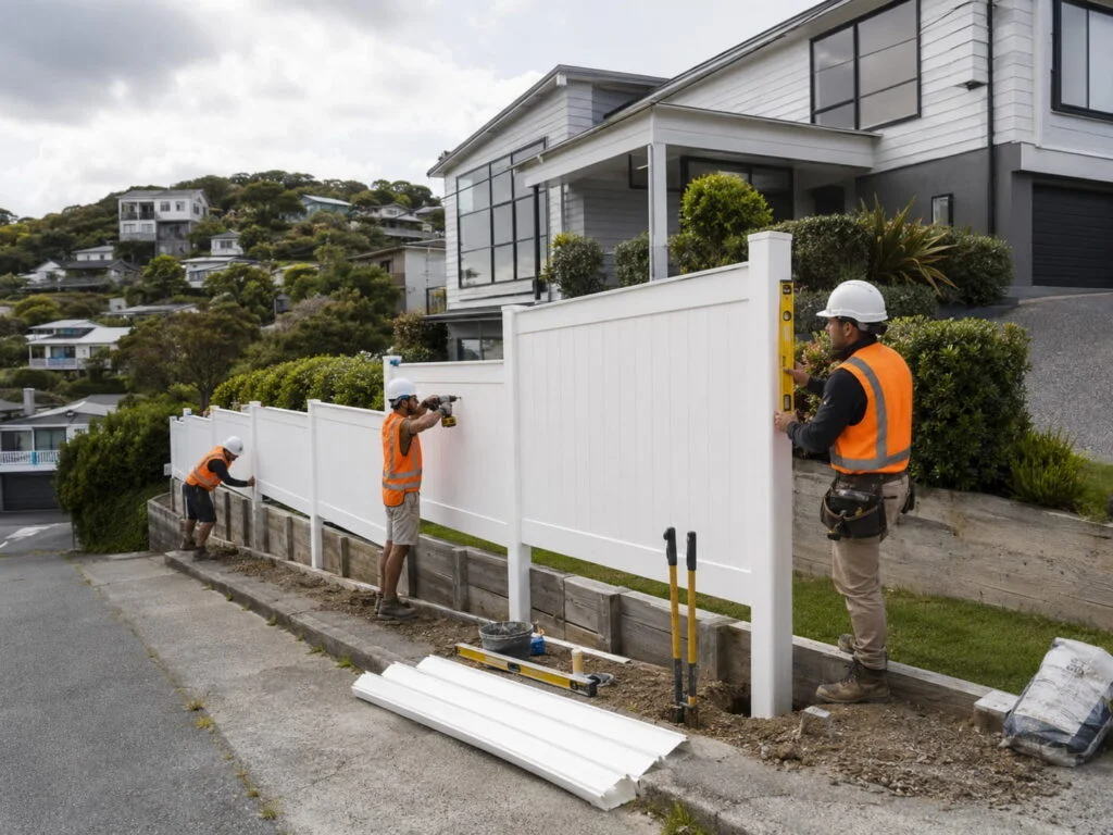 Wellington PVC fencing contractors at work