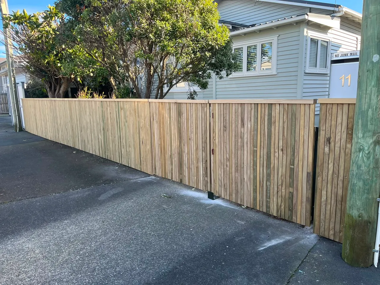Fence repair work in progress on a Wellington property